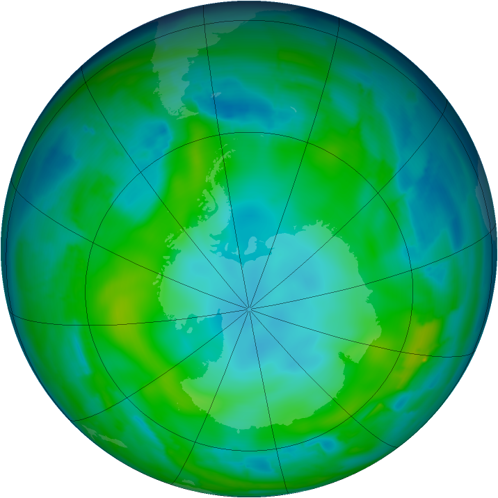 Antarctic ozone map for 21 May 2010